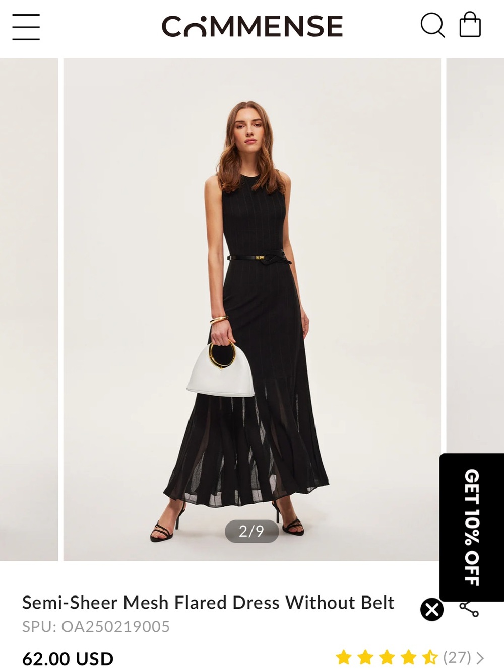 Commense Semi-sheet mesh flared black dress